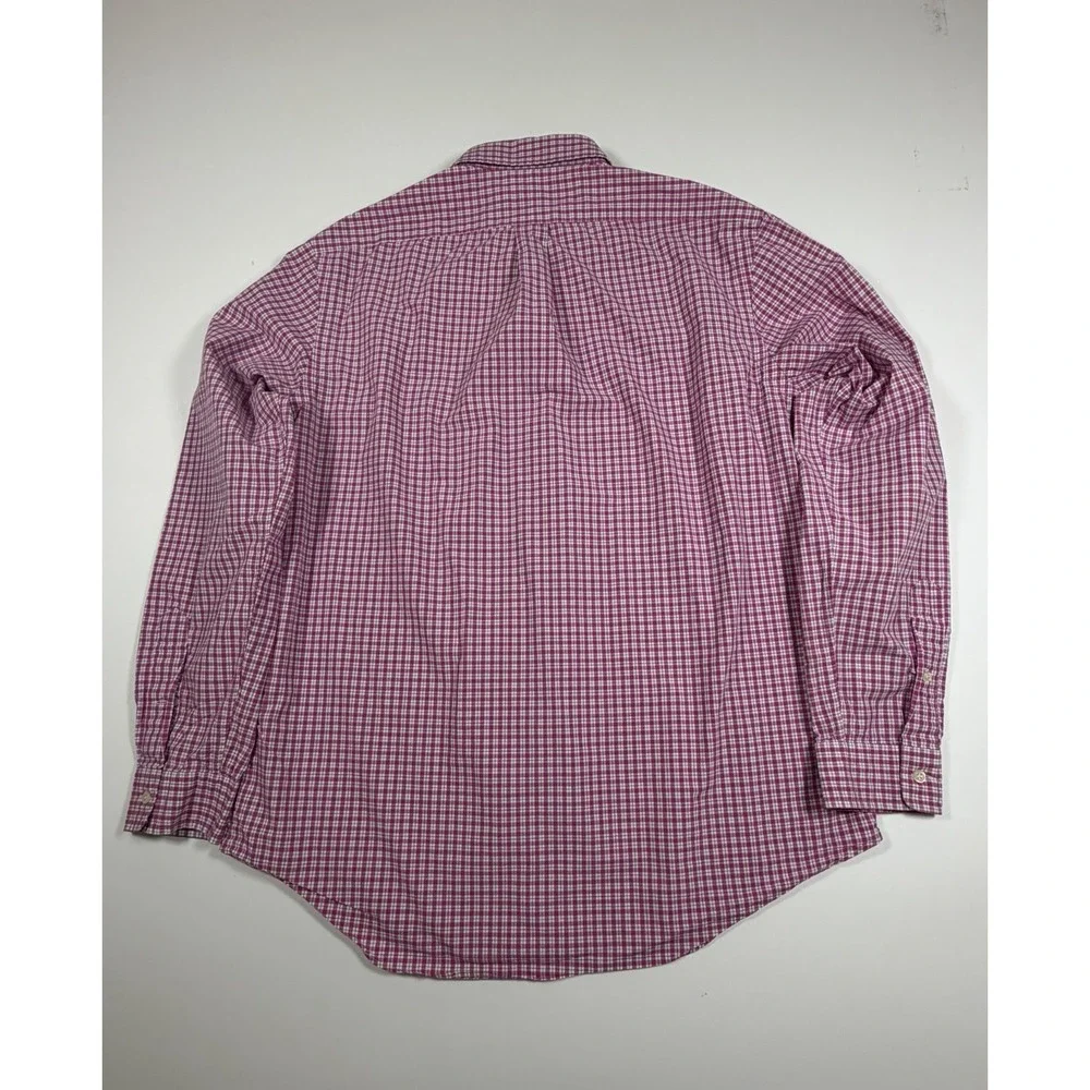 Ralph Lauren Shirt Mens Large Pink White Check Tattersall Button Down Long